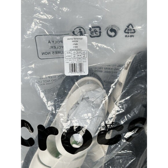 Size 8 Womens Crocs Stomp Fisherman Sandal Chalk White 209938-0WV Unisex NEW - Picture 8 of 8